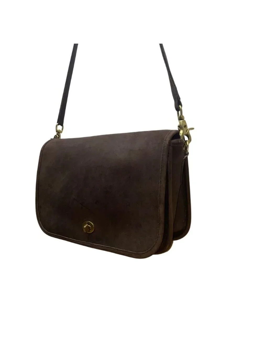 Vintage Coach Women’s Brown Leather With Twist Lock Closure Shoulder Bag